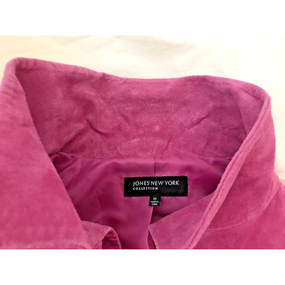 JONES New York Fuchsia Pink Suede Leather Blazer Jacket Button Front VINTAGE NWT - Picture 14 of 14